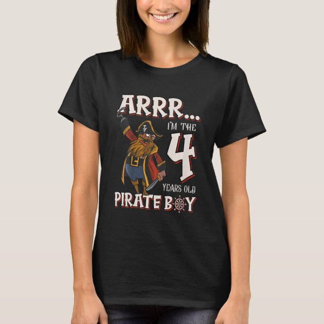 T-shirt Anniversaire de enfant Pirate Boy 4 ans petit Pira (Devant)