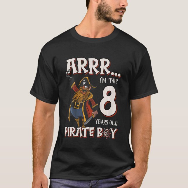 T-shirt Anniversaire de enfant Pirate Boy 8 ans petit Pira (Devant)