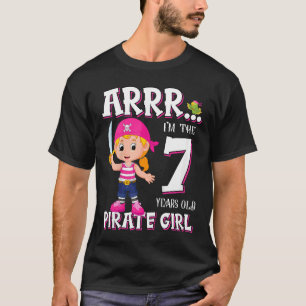 T-shirt Anniversaire de enfant Pirate Girl 7 année petite