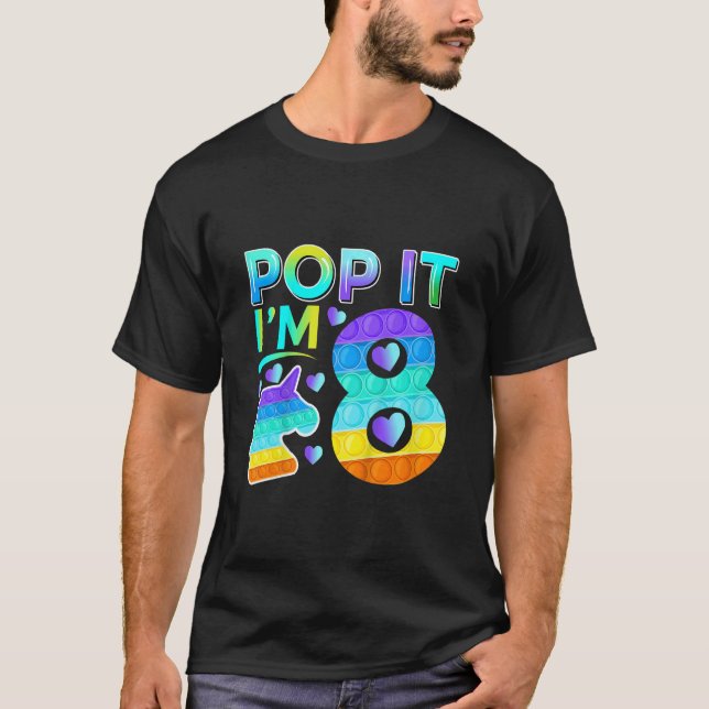 T-shirt Anniversaire de enfant Pop It I'm 8 Unicorn Fidget (Devant)