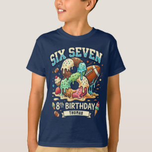 T-shirt Anniversaire de garçon 8 ans Football Crème Glacée
