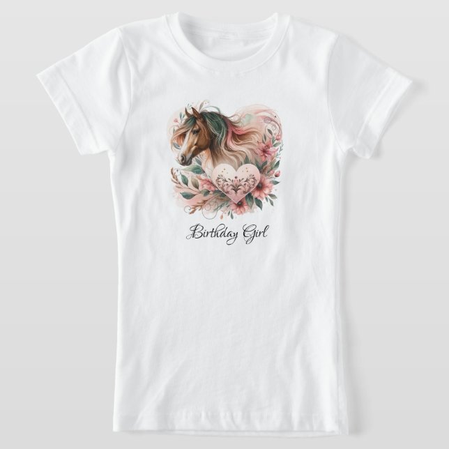 T-Shirt Anniversaire de la fille du cheval (Poser)