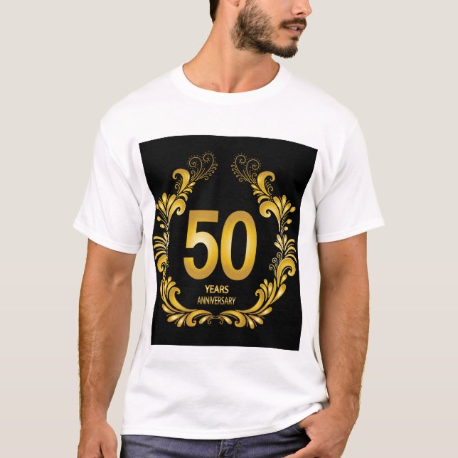 T-shirt Anniversaire de la Parties scintillant d'or de 50  (Devant)