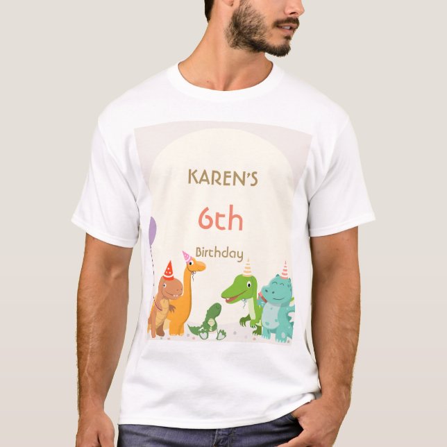 T-shirt Anniversaire de la princesse dinosaure fantaisiste (Devant)