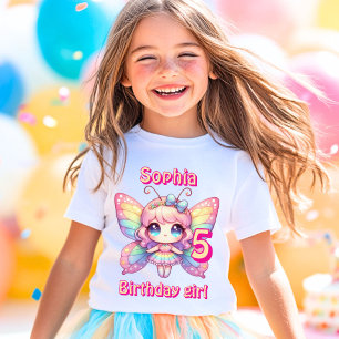 T-shirt Anniversaire de papillon de fée arc-en-ciel coloré