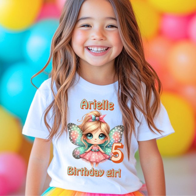 T-shirt Anniversaire de papillon de fée kawaii coloré  (Créateur téléchargé)