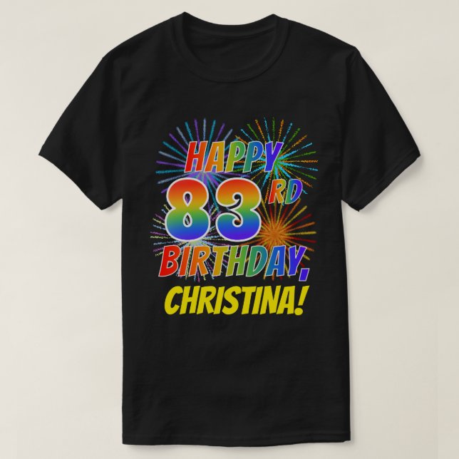 T-shirt ANNIVERSAIRE de sembler d'arc-en-ciel JOYEUX (Design devant)