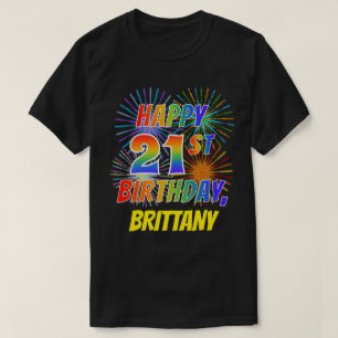 T-shirt ANNIVERSAIRE de sembler d'arc-en-ciel JOYEUX 21ème