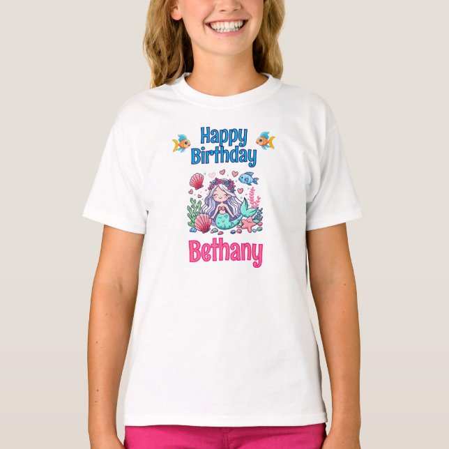 T-shirt Anniversaire de Sirène Sous L'Océan (Devant)