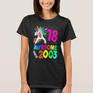 T-shirt Anniversaire des 18 ans Dabbing Licorne Fête 18 An