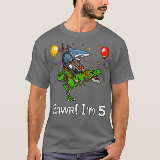 T-shirt Anniversaire Dinosaur TRe Shark Party Rawr Im 5 En