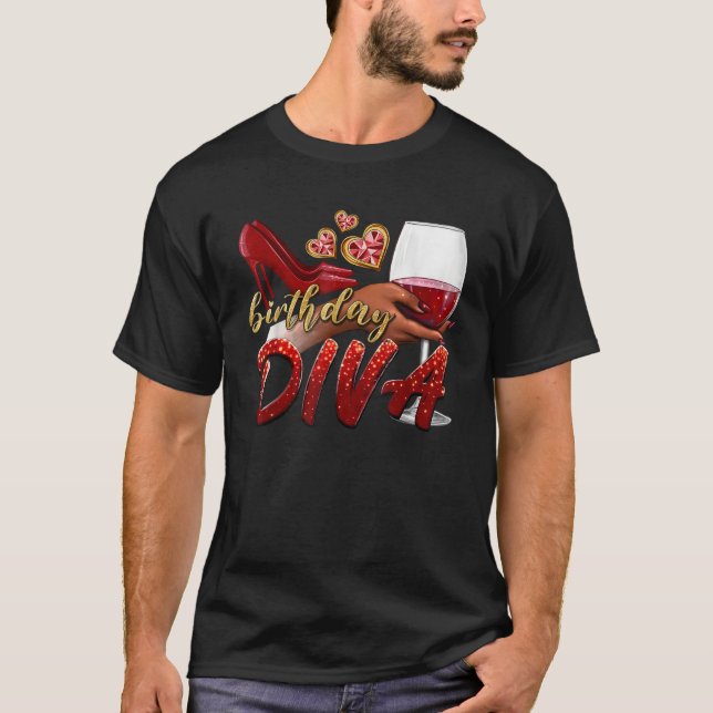 T-shirt Anniversaire Drôle Diva Joyeux Anniversaire Talons (Devant)