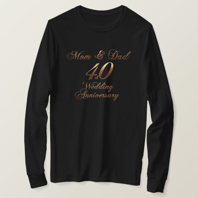 T-shirt Anniversaire du 40e anniversaire des parents Ruby  (Design devant)