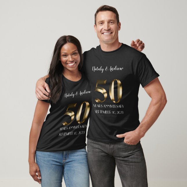 T-shirt Anniversaire du 50e Mariage d'or métallique (Unisexe)