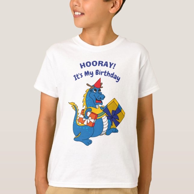 T-shirt Anniversaire du Dragon Bleu Cute (Devant)