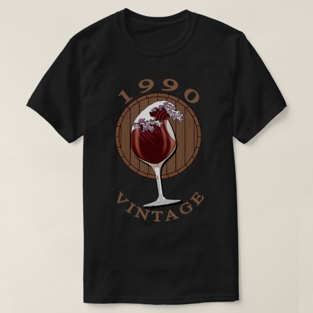 T-shirt Anniversaire du vin 1990 Vintage (Design devant)