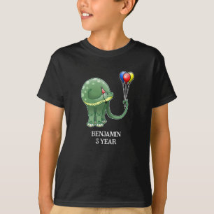 T-shirt Anniversaire d'un dinosaure tenant des ballons