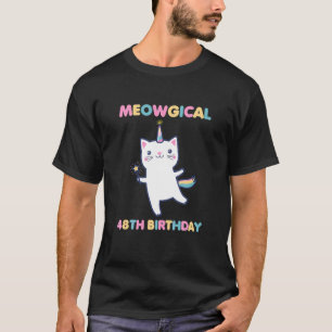 T-shirt Anniversaire félin magique 48 ans Kitty 48 ans Cha