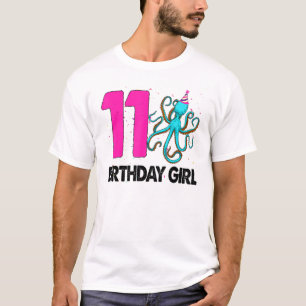 T-shirt Anniversaire Fille 11 Animal de mer Tee Octopus Lo