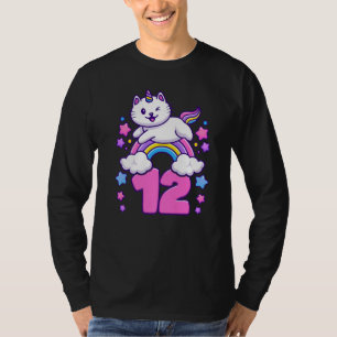 T-shirt Anniversaire fille 12 ans, chat, licorne, 12e bir