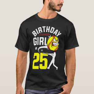 T-shirt Anniversaire Fille 25 ans Softball Joueur Thème 2