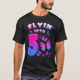 T-shirt Anniversaire Fille 5 ans, Papillon, Numéro 5