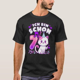 T-shirt Anniversaire fille 7 ans, K-pop, chaton, en germa