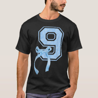 T-shirt Anniversaire Fille Bleue Coquette Bow 9 Anniversai