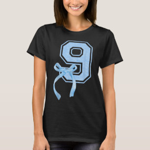 T-shirt Anniversaire Fille Bleue Coquette Bow 9 Anniversai