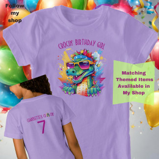 T-Shirt Anniversaire Fille Crocodile Violet