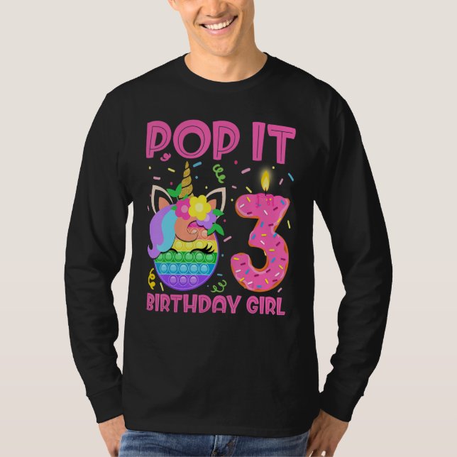 T-shirt Anniversaire Fille Fidget Toy Pop It 3e Anniversai (Devant)