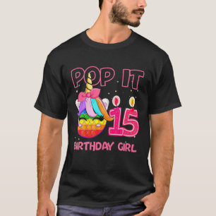 T-shirt Anniversaire Fille Pop It 15E Anniversaire Unicorn
