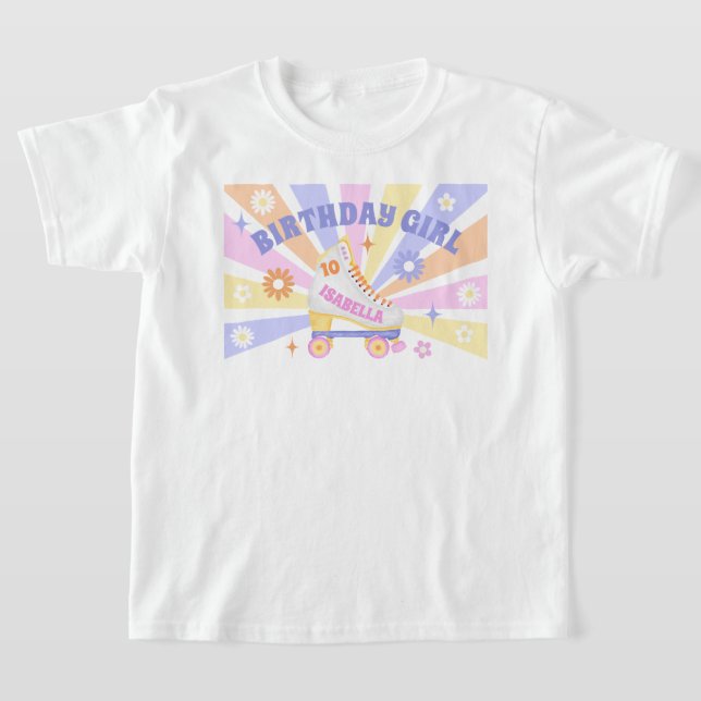 T-shirt Anniversaire Fille Retro Roller Patinage Anniversa (Poser)