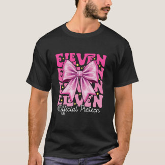 T-shirt Anniversaire Fille rose Coquette Bow 11 ans Annive