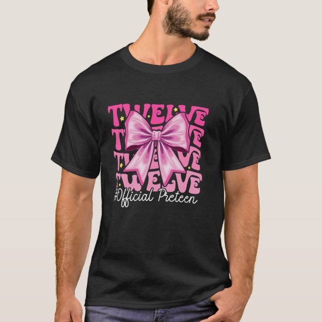 T-shirt Anniversaire Fille rose Coquette Bow 12 ans Annive (Devant)