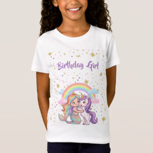 T-Shirt Anniversaire Fille Sirène Licorne