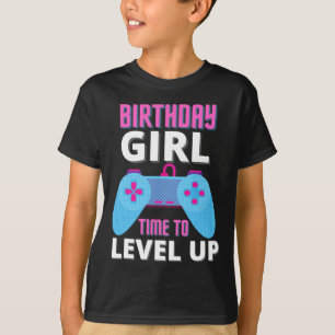 T-shirt Anniversaire Fille Temps De Niveau Up Video Jeu An
