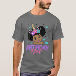 T-shirt Anniversaire fille Unicorn Black Princess Afro Pri