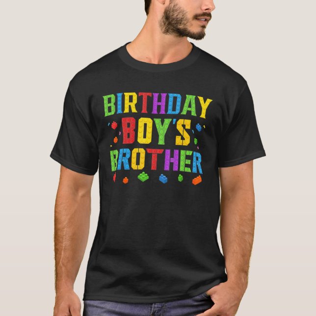 T-shirt Anniversaire Frère Boy's Blocks Master Builder Bri (Devant)