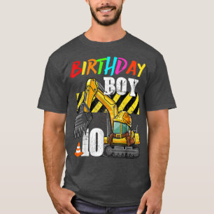 T-shirt Anniversaire Garçon 10ème Excavateur 10 ans Constr