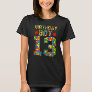 T-shirt Anniversaire Garçon 13 Blocs Constructeur de briqu