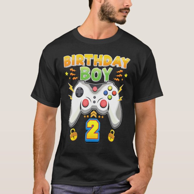 T-shirt Anniversaire Garçon 2 ans 2ème Gamer Vidéo Jeu Con (Devant)