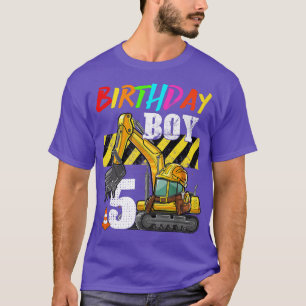 T-shirt Anniversaire Garçon 5e Excavateur 5 ans Constructi