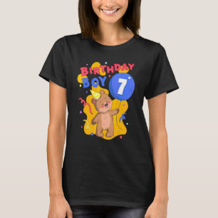 T-shirt Anniversaire Garçon 7 mignon Ours Motif Septième A
