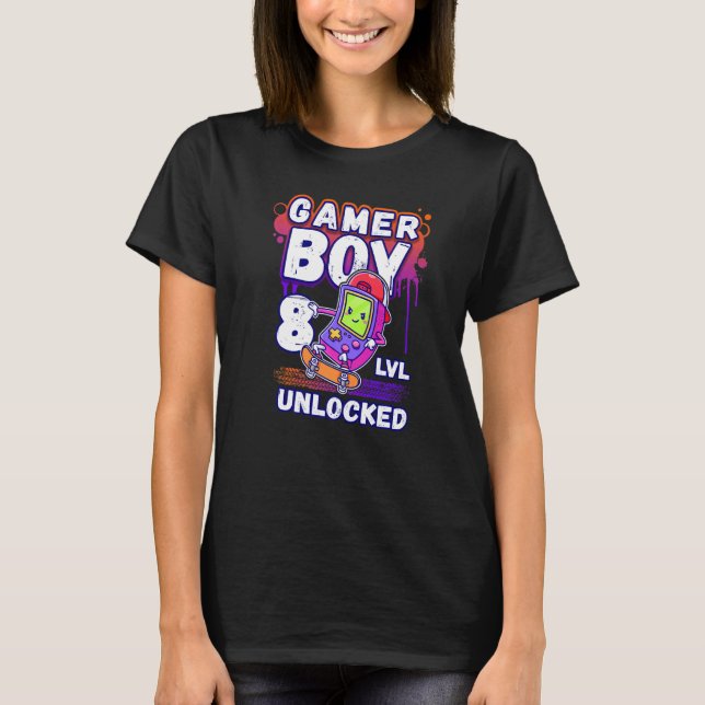 T-shirt Anniversaire Garçon 8 Anniversaire console de jeu  (Devant)