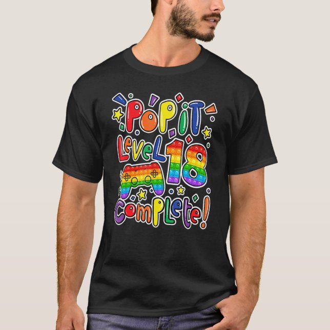 T-shirt Anniversaire Garçon fille niveau 18 Pop It Fidget  (Devant)