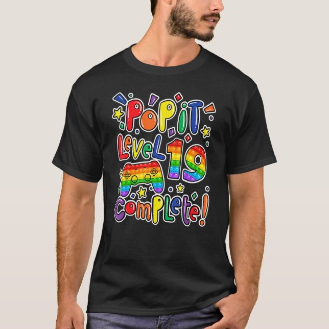 T-shirt Anniversaire Garçon Fille Niveau 19 Pop It Fidget  (Devant)