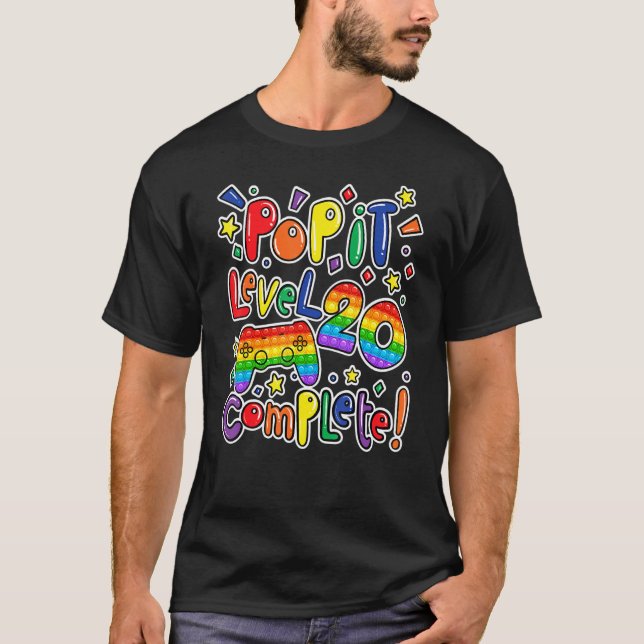 T-shirt Anniversaire Garçon Fille Niveau 20 Pop It Fidget  (Devant)