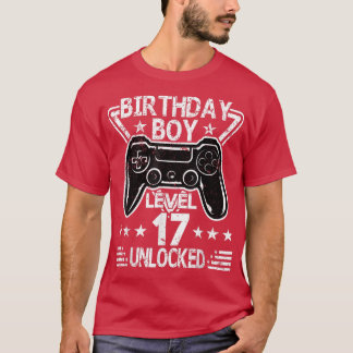 T-shirt Anniversaire Garçon Niveau 17 Déverrouillé 17ème A