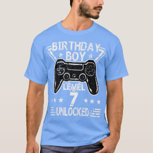 T-shirt Anniversaire Garçon Niveau 7 Déverrouillé 7e Anniv